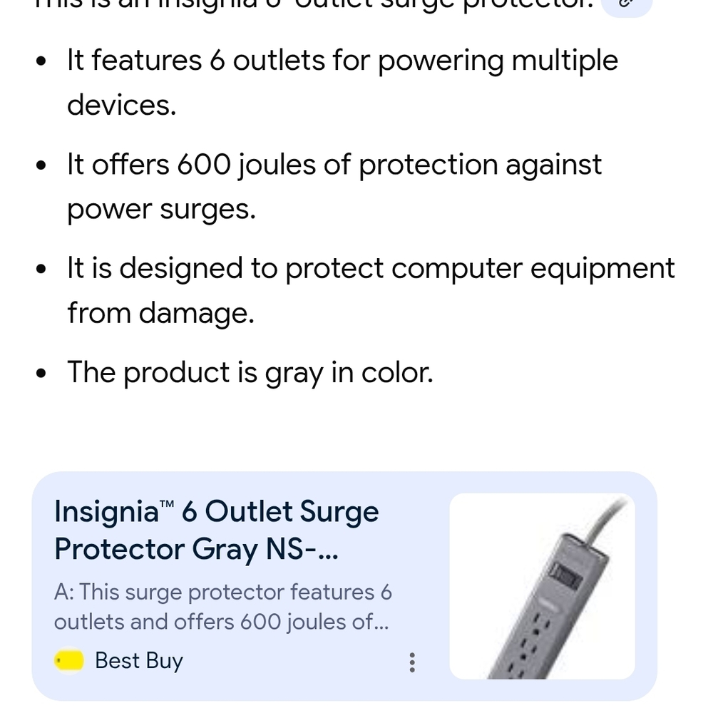 Insignia 6 Outlet Surge Protector - Picture 4 of 4